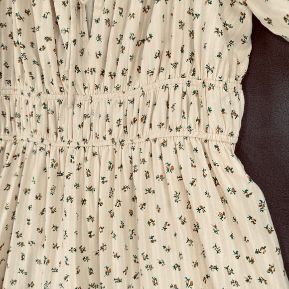 Storia Floral Cottagecore Dress Womens Large Cream Maxi Milkmaid Croquette - Picture 6 of 12